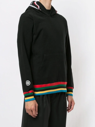 Shop A Bathing Ape Stripe-detail Hooded Sweatshirt In Black
