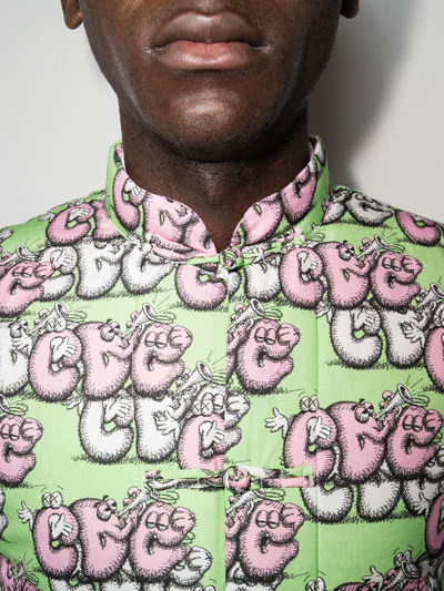 Comme Des Garçons Shirt X Kaws Graphic-print Reversible Gilet In Green