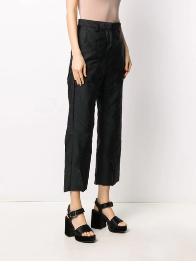 Shop Mm6 Maison Margiela Crinkled Cropped Trousers In Black