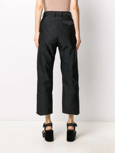 Shop Mm6 Maison Margiela Crinkled Cropped Trousers In Black