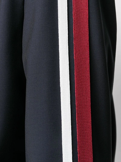 Shop Valentino Striped Detail Zipped Blouson In Blue