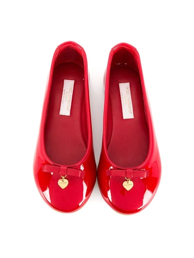 Shop Dolce & Gabbana Logo-charm Ballerina Shoes In Red