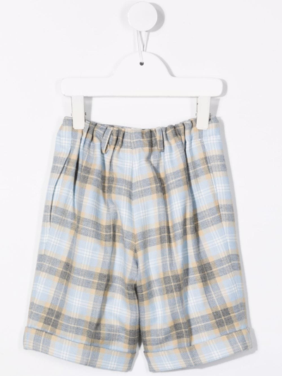 Shop Siola Virgin Wool Check Shorts In 灰色