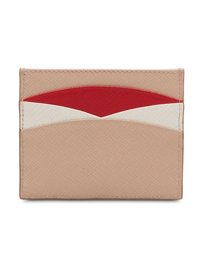 Shop Prada Logo-plaque Panelled Cardholder In Pink