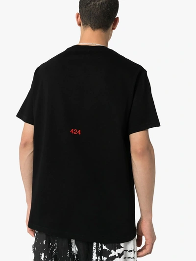 Shop 424 Liam Del Print T-shirt In Black