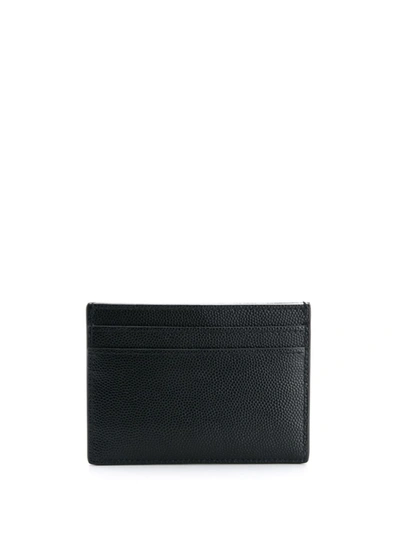 Shop Saint Laurent Cassandre-logo Leather Cardholder In Black