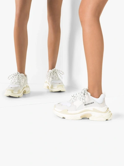 Shop Balenciaga Triple S Sneakers In White