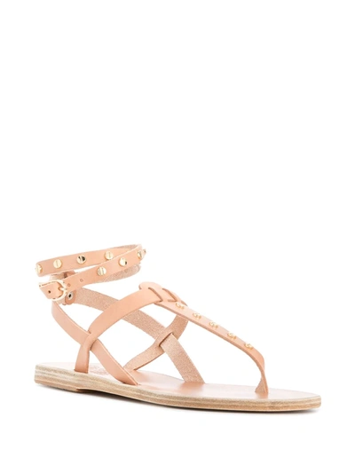 Ancient Greek Sandals Studded T-bar Sandals In Neutrals