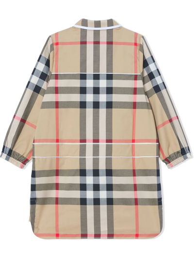 Shop Burberry Check-print Shirt Dress In Neutrals