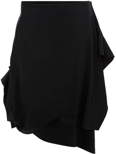Jw Anderson Asymmetric Skirt With Gathered Cuff In Black