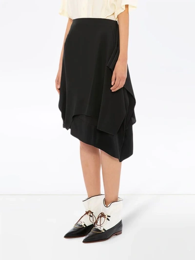 Jw Anderson Asymmetric Skirt With Gathered Cuff In Black