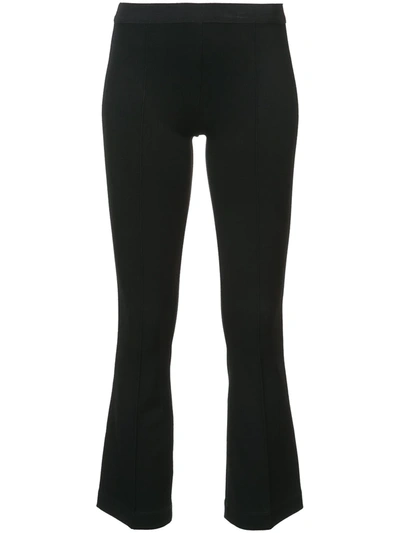 Shop Helmut Lang Cropped Flare Rib Trousers In Black