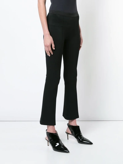 Shop Helmut Lang Cropped Flare Rib Trousers In Black