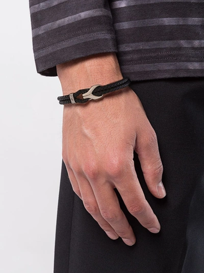 Shop John Hardy Silver Classic Chain Woven Leather Bracelet With Station In Black