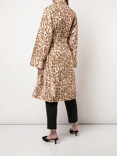 Shop Rochas Leopard Print Belted Coat In Orange