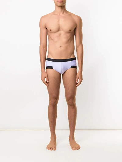 Shop Amir Slama Contrasting Trim Swim Trunks In Purple