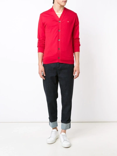 Comme Des Garçons Play Mini Heart Cardigan In Red