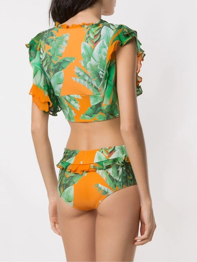 Shop Amir Slama Printed Crop Top Bikini Set In Green