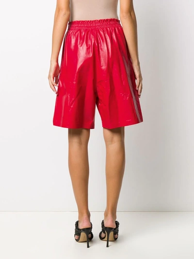 Shop Bottega Veneta Leather Knee-length Shorts In Red