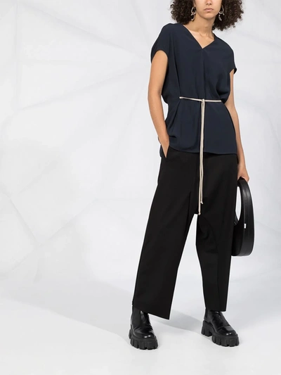 Rick Owens Gathered Waist Tunic In Blue