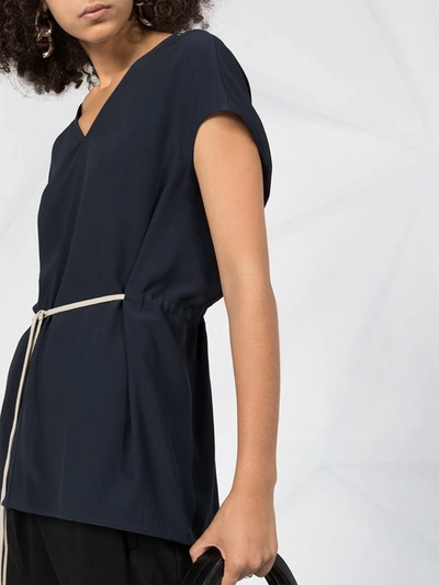 Rick Owens Gathered Waist Tunic In Blue