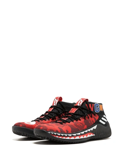 Shop Adidas Originals X Bape Dame4 "red Shark Abc Camo" Sneakers