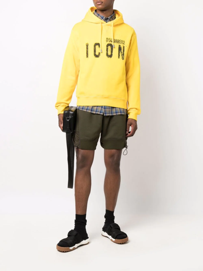 Shop Dsquared2 Icon Logo-print Pullover Hoodie In Yellow