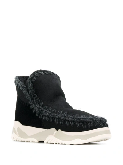Mou Crochet Stitch-trim Boot Sneakers In Black