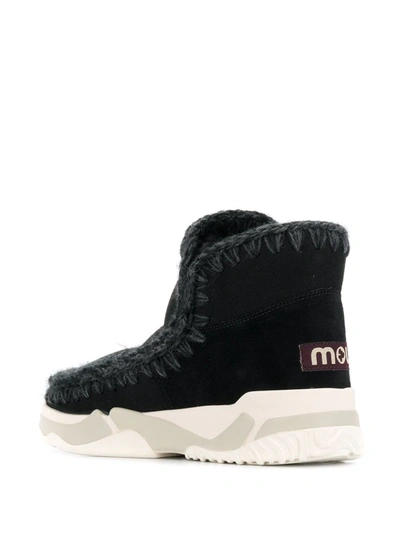 Mou Crochet Stitch-trim Boot Sneakers In Black