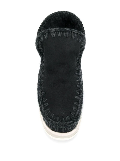 Mou Crochet Stitch-trim Boot Sneakers In Black