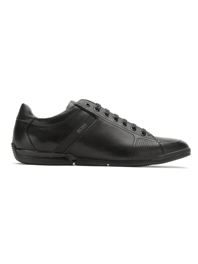 Shop Hugo Boss Low-top Leather Sneakers In Black