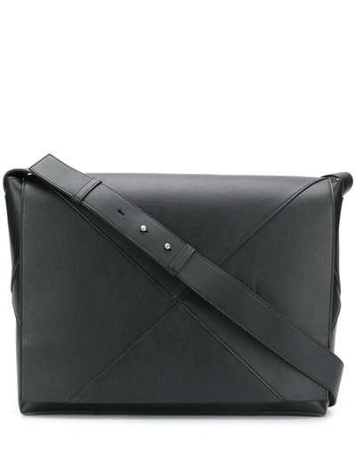 Shop Bottega Veneta Maxi Weave Messenger Bag In Black