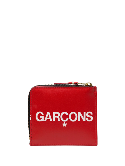 Comme Des Garçons Logo Printed Wallet In Red