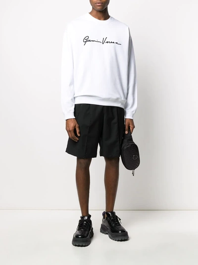 Shop Versace Signature Print Sweatshirt In White