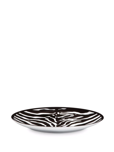 Dolce & Gabbana Zebra-print Porcelain Dinner Plates (set Of 2) In White