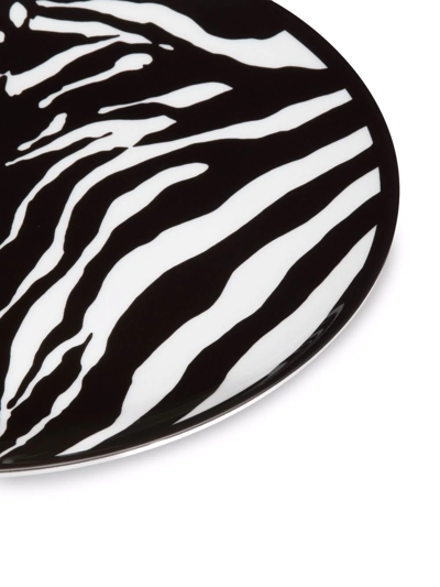 Shop Dolce & Gabbana Zebra-print Porcelain Dinner Plates (set Of 2) In White