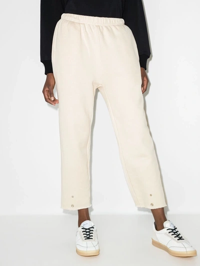 Shop Les Tien Elasticated Cotton Track Pants In White