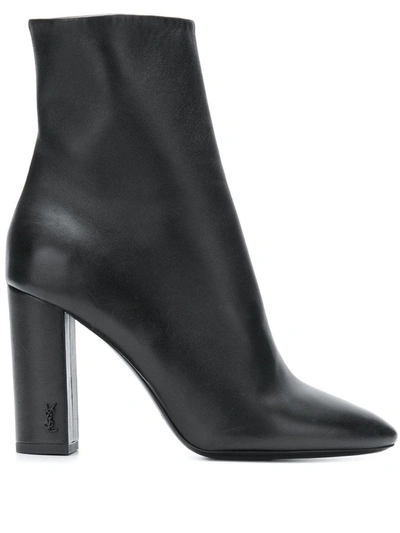 Saint Laurent Lou 95mm Leather Boots In Black