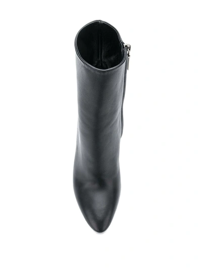 Shop Saint Laurent Lou 95mm Leather Boots In Black