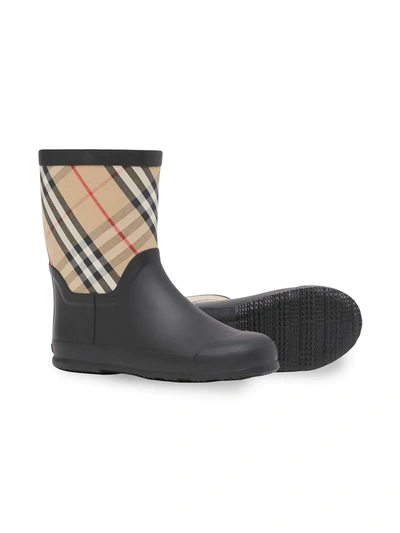 Shop Burberry House Check Rubber Rain Boots In Black