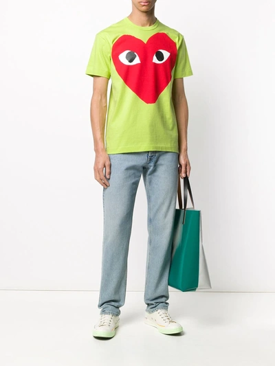 Shop Comme Des Garçons Play Logo Print T-shirt In Green