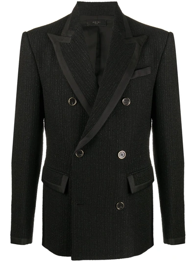 Shop Amiri Double-breasted Fitted Blazer In Black