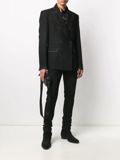 Shop Amiri Double-breasted Fitted Blazer In Black