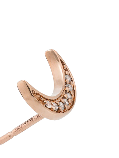 Shop Andrea Fohrman 14k Rose Gold Crescent Moon Diamond Earring In Metallic