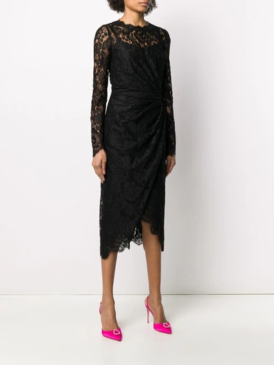 Shop Dolce & Gabbana Galloon-lace Wrap Midi Dress In Black