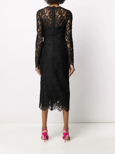 Dolce & Gabbana Galloon Lace Calf-length Wrap Dress In Black