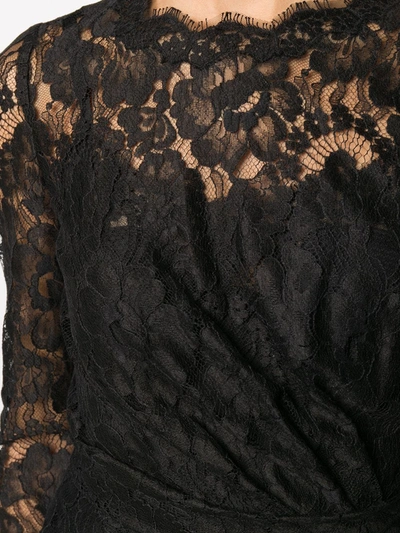 Dolce & Gabbana Galloon Lace Calf-length Wrap Dress In Black