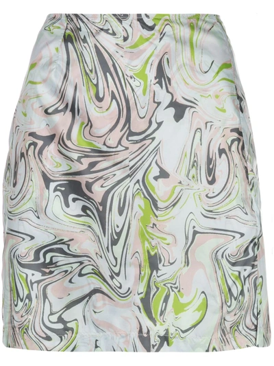 Shop Maisie Wilen Call Me Marble Print Mini Skirt In Green