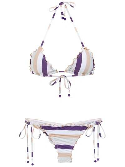 Shop Amir Slama Striped Bikini Set In Pink