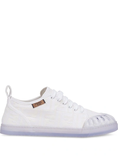 Shop Fendi Jacquard Ff Motif Sneakers In White